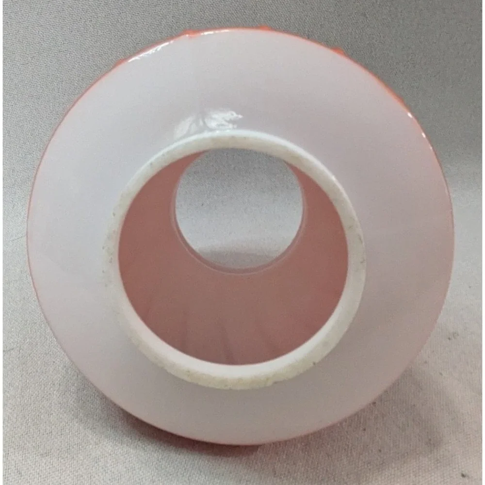 Vintage Cased Glass Lamp Shade Coral Pink Swirl Ribbed Satin Finish 3.25 Fitter